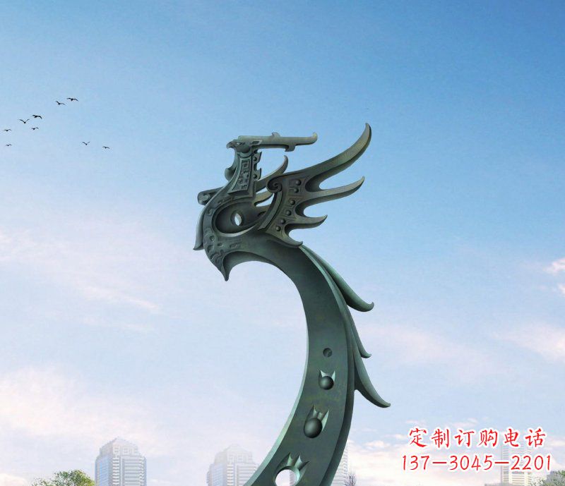 重庆广场不锈钢抽象凤凰雕塑 (6)