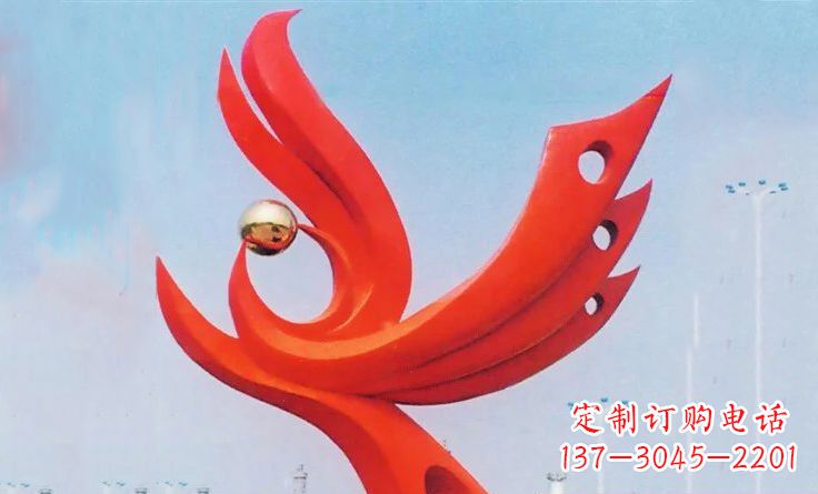重庆广场不锈钢抽象凤凰雕塑_2