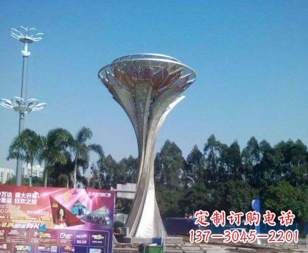 重庆精美大型不锈钢抽象莲花雕塑
