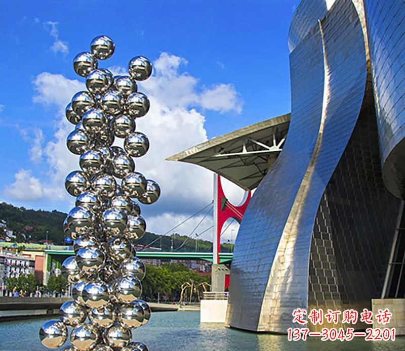 重庆高端不锈钢抽象龙柱雕塑