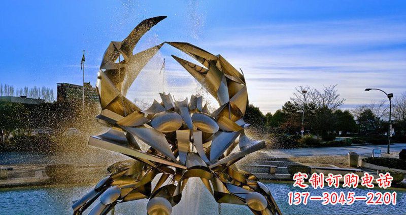 重庆广场不锈钢抽象螃蟹喷泉景观雕塑
