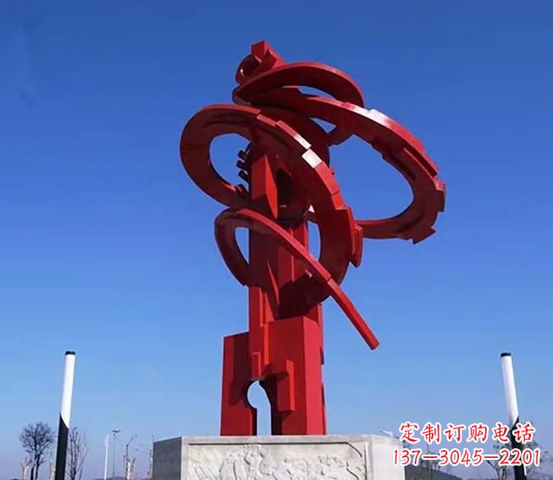 重庆广场不锈钢抽象飘带雕塑2