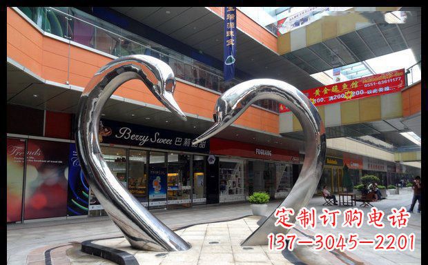 重庆广场不锈钢抽象天鹅动物景观雕塑