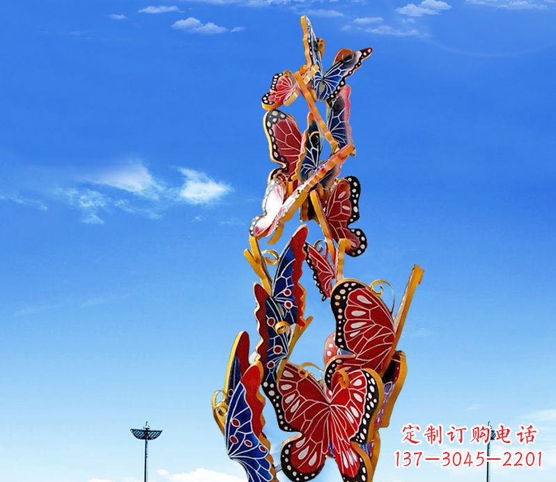 重庆广场不锈钢大型彩绘蝴蝶雕塑