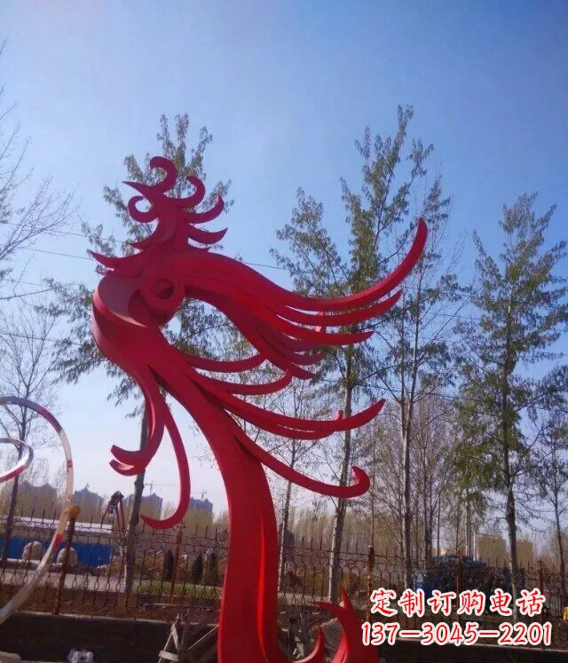 重庆广场不锈钢大型抽象凤凰雕塑