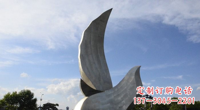 重庆广场不锈钢大型抽象和平鸽雕塑