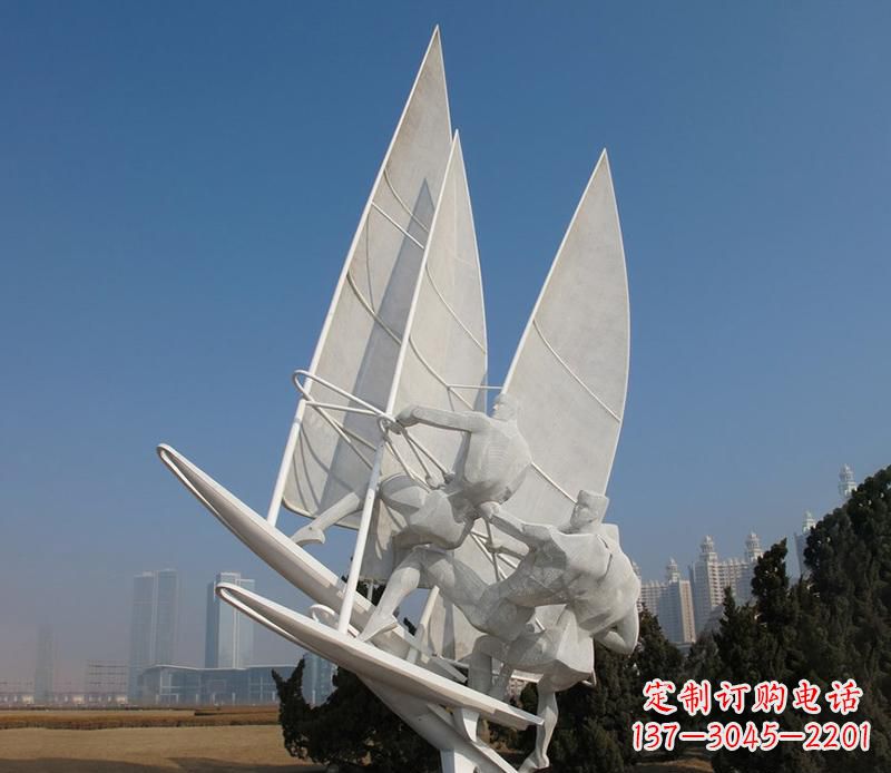 重庆广场不锈钢帆船比赛运动雕塑