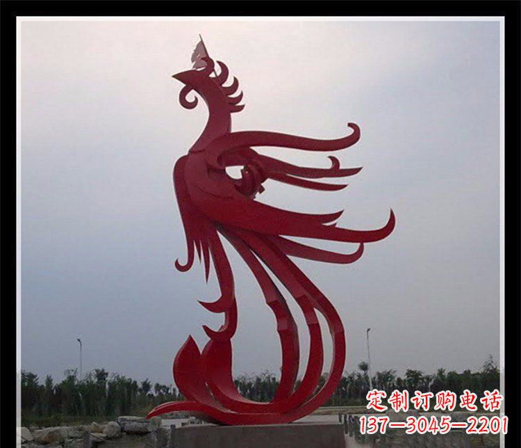 重庆广场不锈钢飞翔的凤凰雕塑 (2)