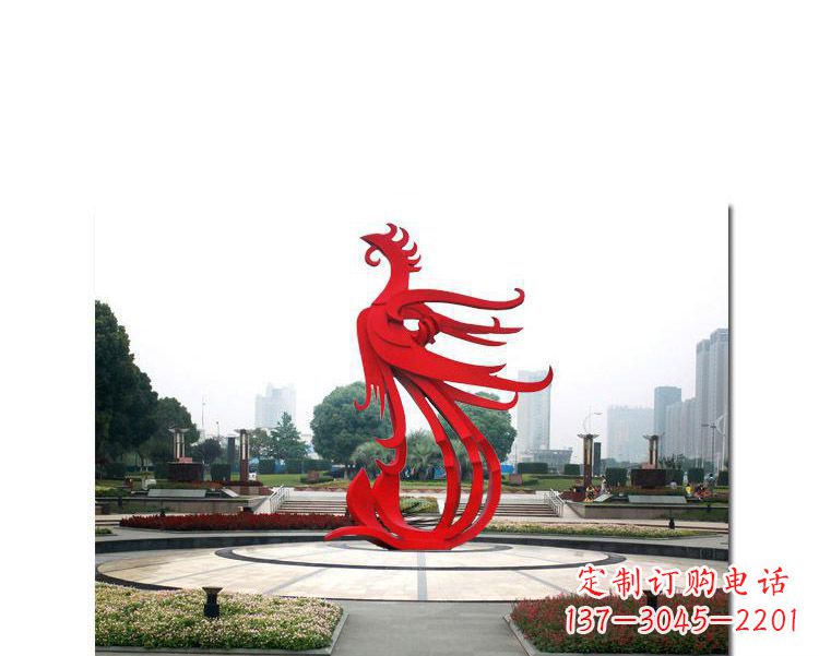 重庆广场不锈钢飞翔的凤凰雕塑