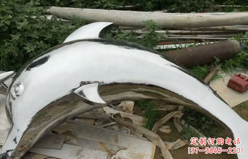 重庆广场不锈钢海豚雕塑 (2)