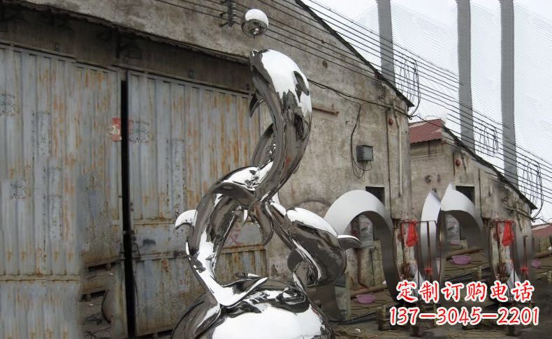 重庆广场不锈钢海豚雕塑
