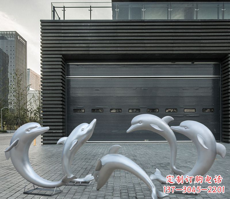 重庆广场不锈钢海豚景观雕塑