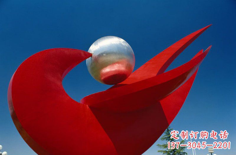 重庆广场不锈钢和平鸽明珠雕塑 (2)