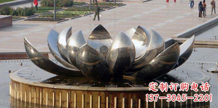重庆大型不锈钢莲花喷泉雕塑