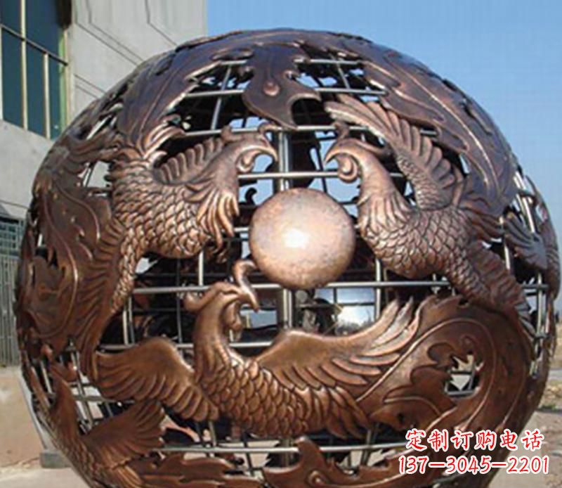 重庆广场不锈钢龙凤球景观雕塑