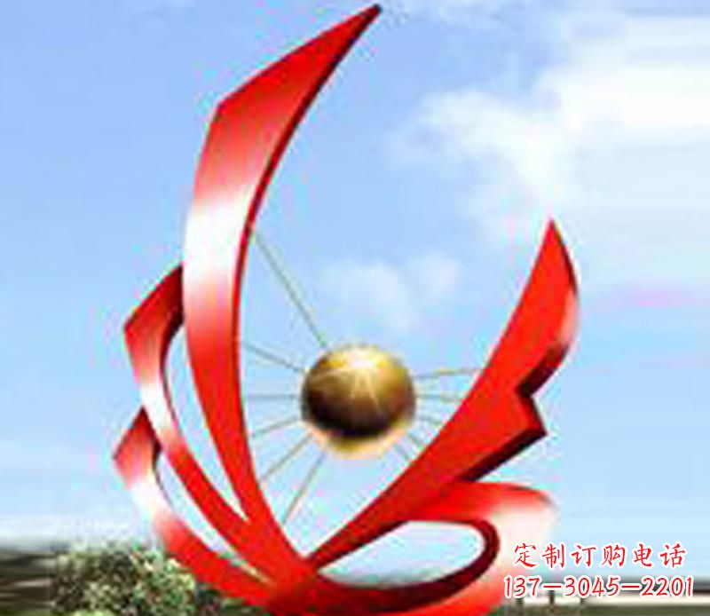 重庆广场不锈钢飘带球网景观雕塑