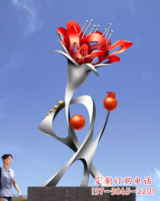 重庆精美不锈钢石榴花雕塑,震撼了审美的眼睛