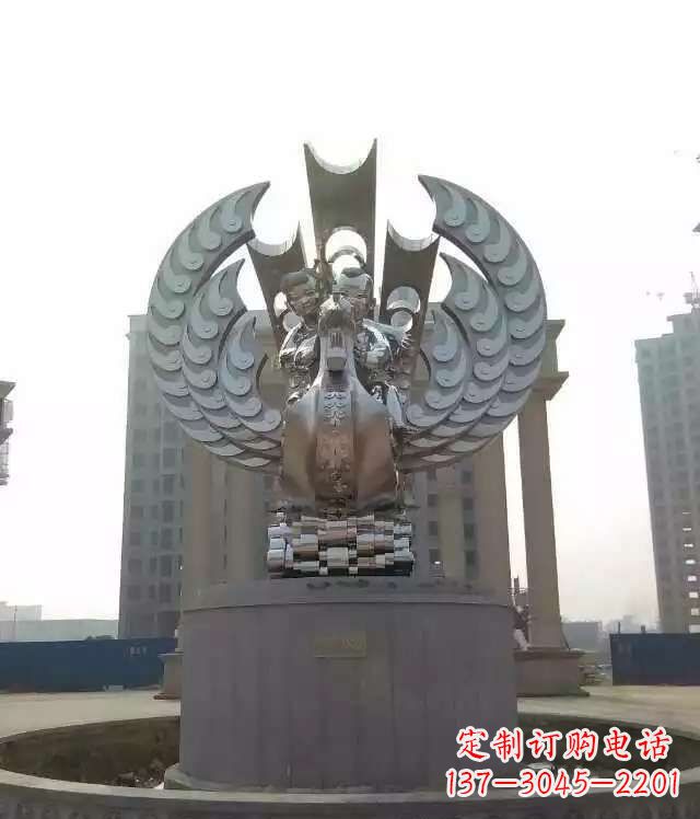 重庆广场不锈钢童趣凤凰雕塑