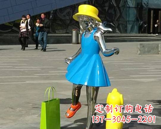 重庆广场不锈钢小女孩雕塑