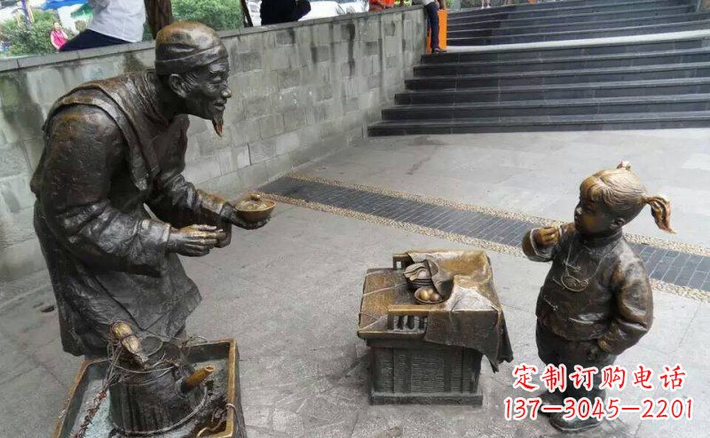 重庆广场吃小吃的小女孩小品铜雕