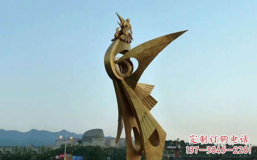 重庆广场抽象不锈钢凤凰雕塑
