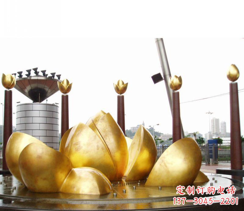 重庆全新设计!中领雕塑莲花抽象广场雕塑