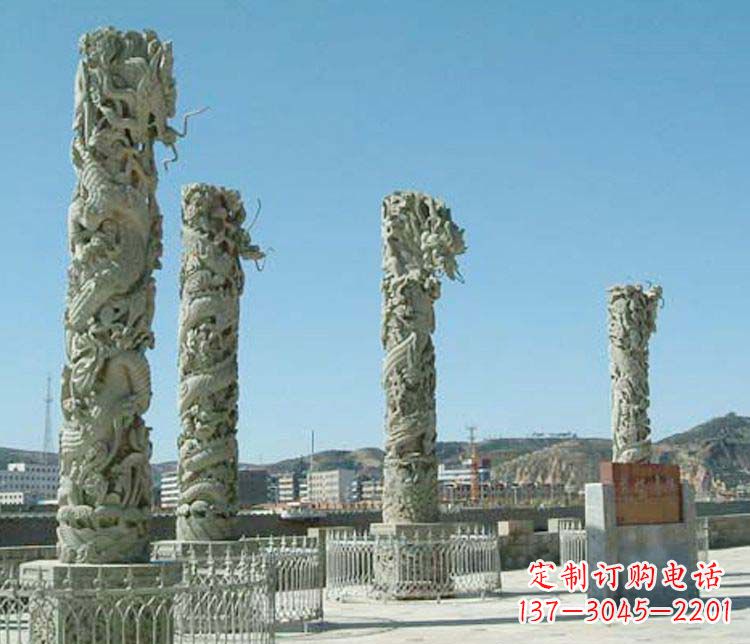 重庆中领雕塑的大理石盘龙柱景观石雕