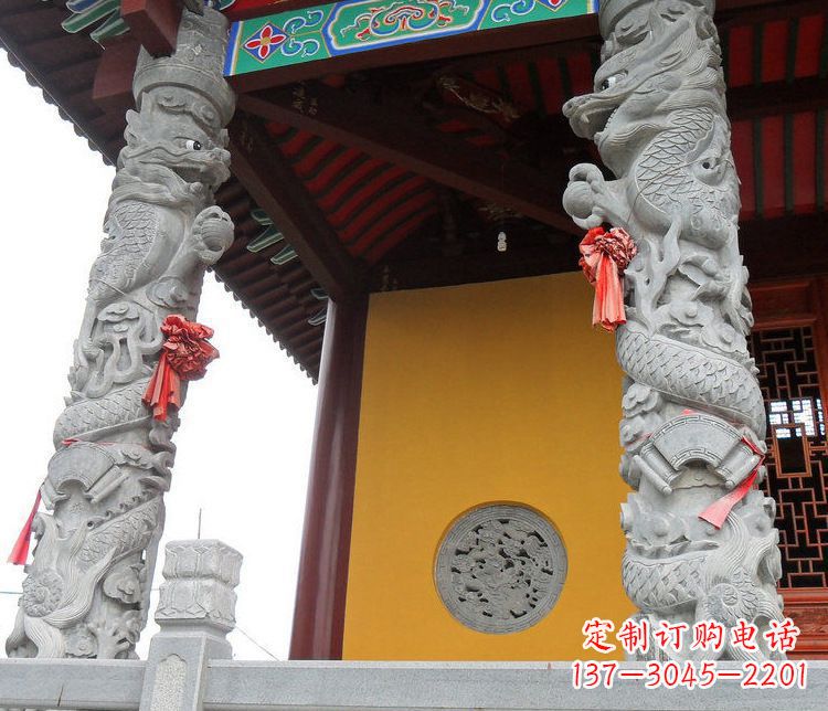 重庆精美大理石龙柱雕塑