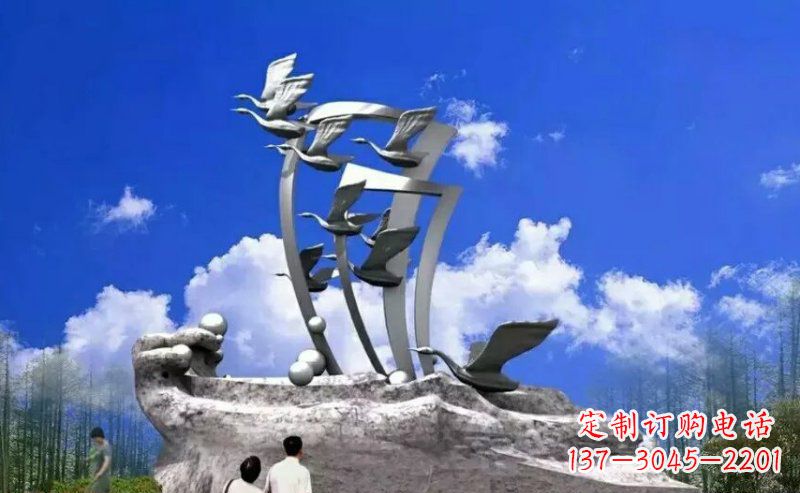 重庆广场大雁不锈钢雕塑