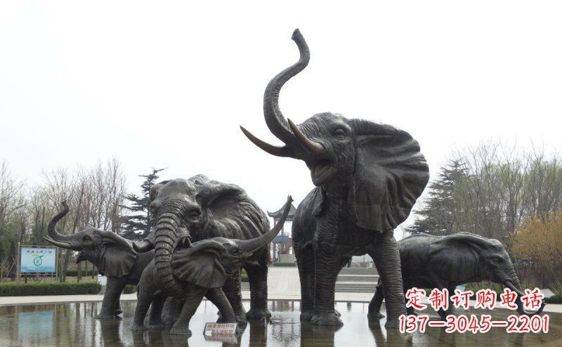 重庆广场仿真大象玻璃钢动物雕塑