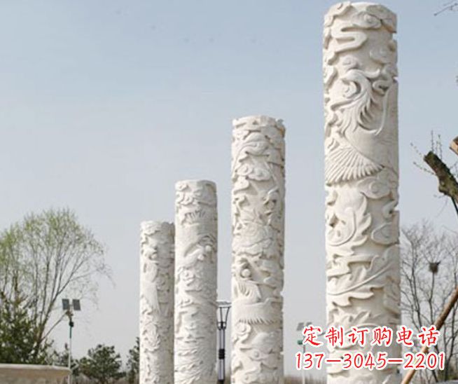 重庆尊贵优雅,凤凰浮雕龙柱景观石雕
