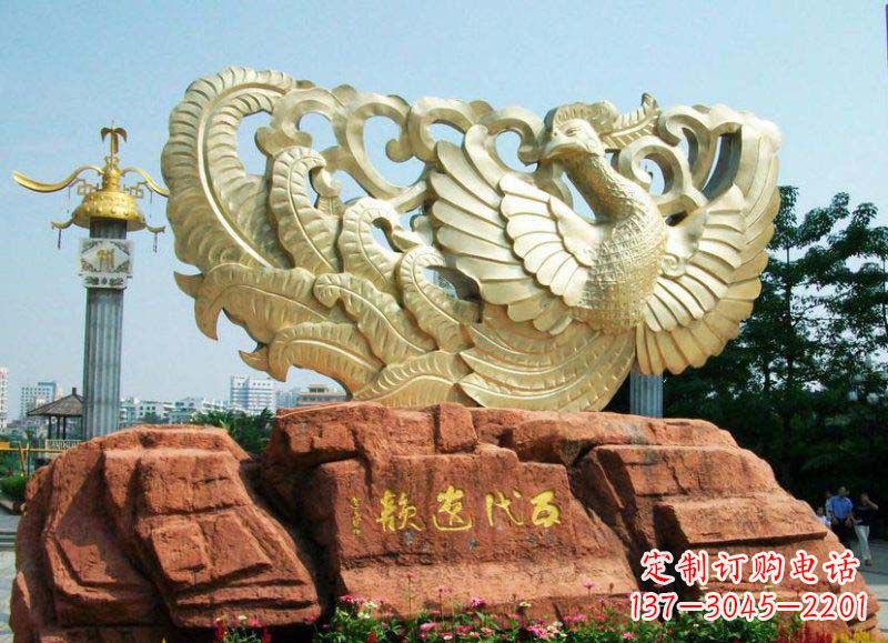 重庆广场凤凰景观铜雕