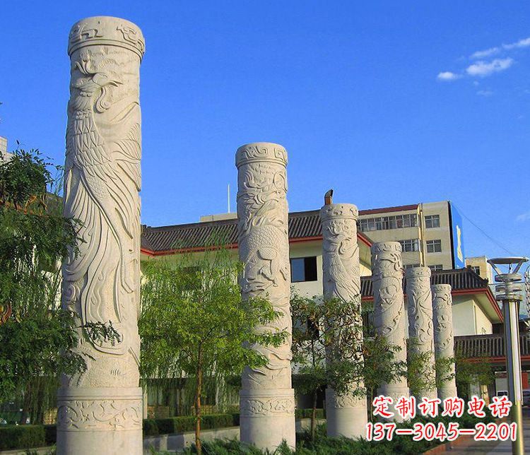 重庆广场凤凰石浮雕龙柱景观石雕