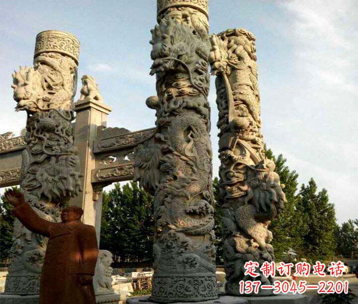重庆广场景观大理石龙柱石雕
