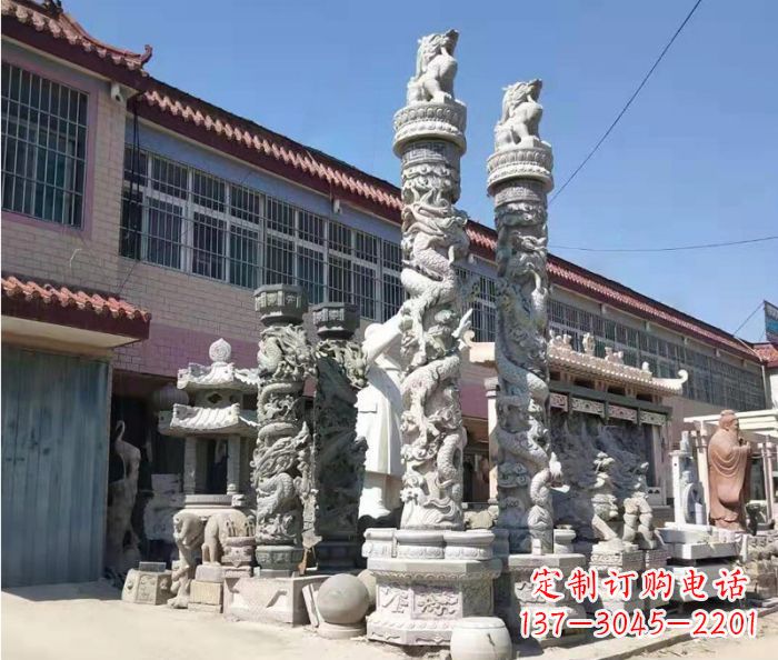 重庆广场景观大理石龙柱石雕_1