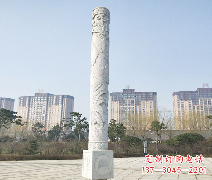 重庆广场景观大理石龙柱石雕_2 (2)