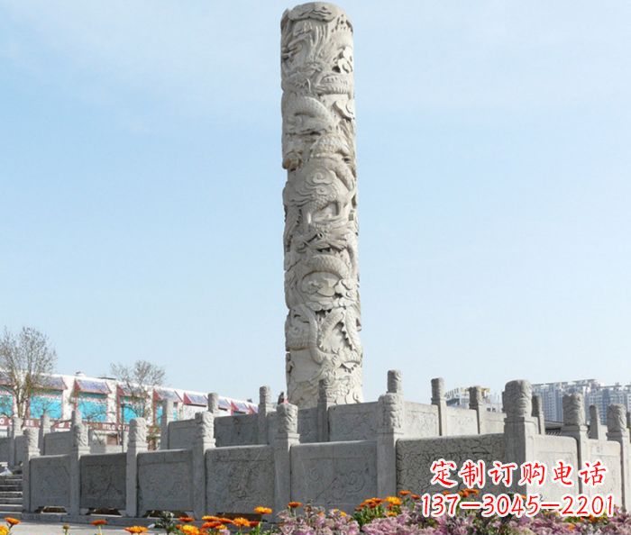 重庆广场景观大理石龙柱石雕_1 (2)