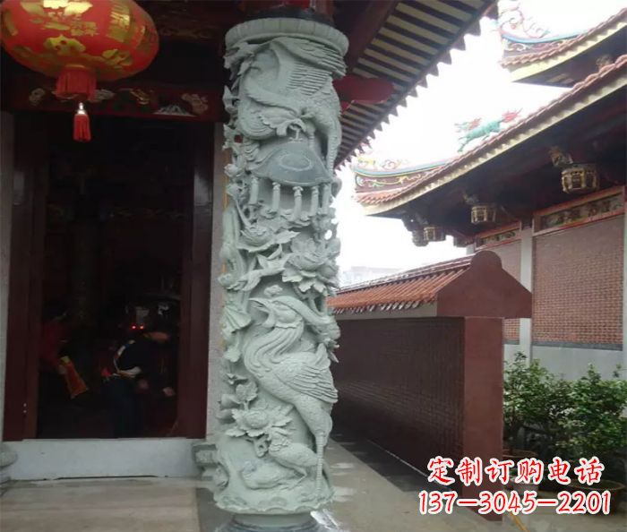 重庆广场景观大理石龙柱石雕_2