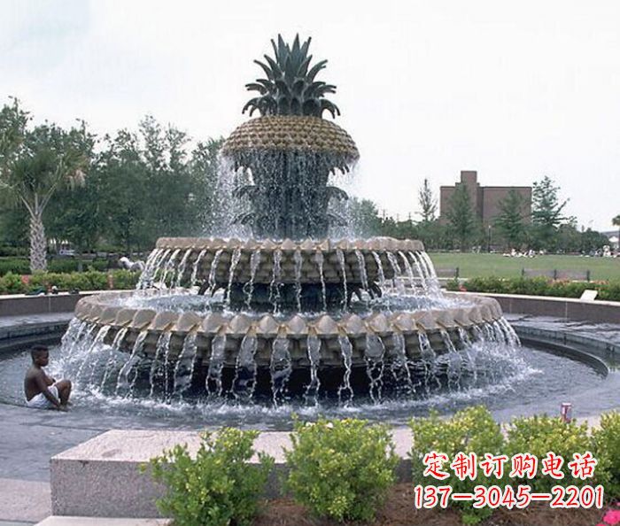 重庆广场景观大型菠萝喷泉石雕