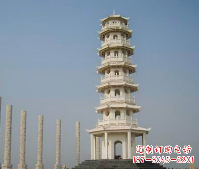 重庆广场景观多层宝塔石雕 (2)