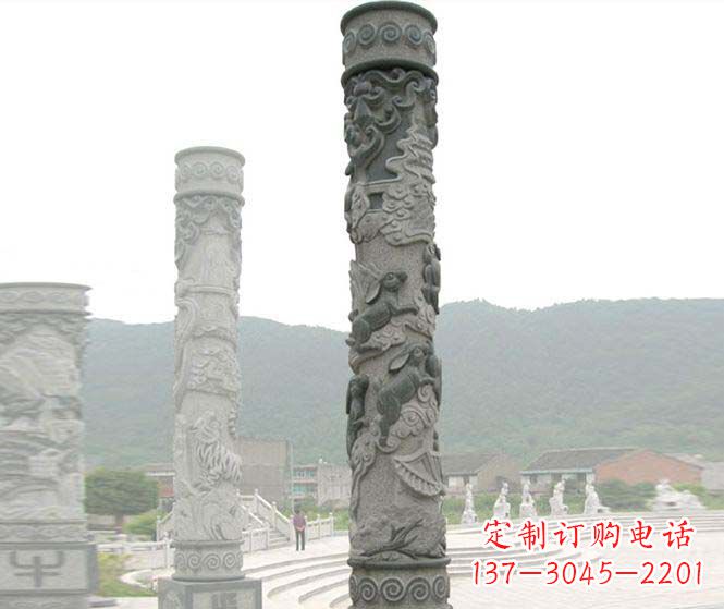 重庆广场景观仿古12生肖石柱 (2)