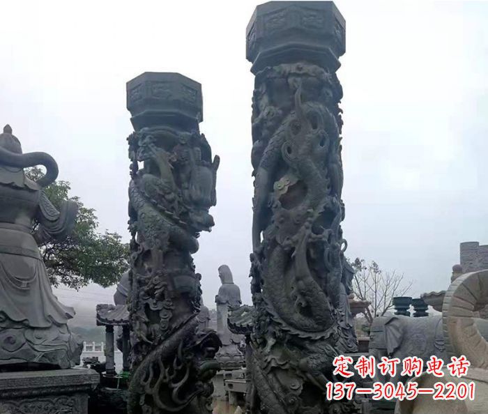 重庆安静传承-中领雕塑广场景观仿古盘龙柱石雕