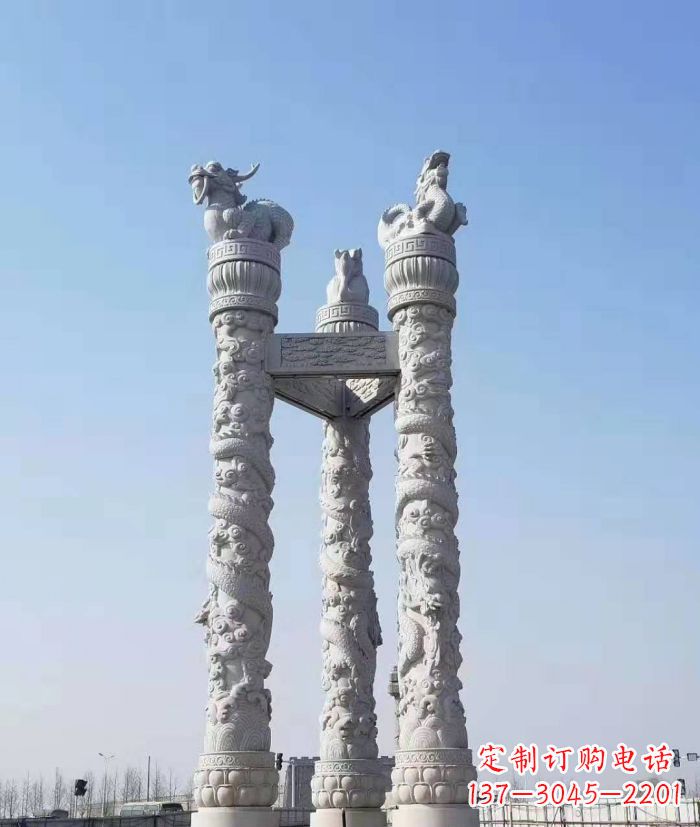 重庆广场景观汉白玉12生肖石柱