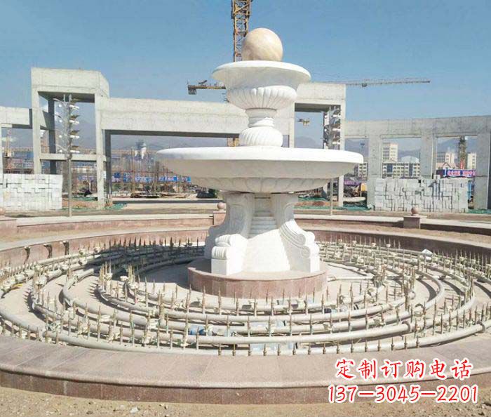 重庆广场景观汉白玉风水球喷泉石雕