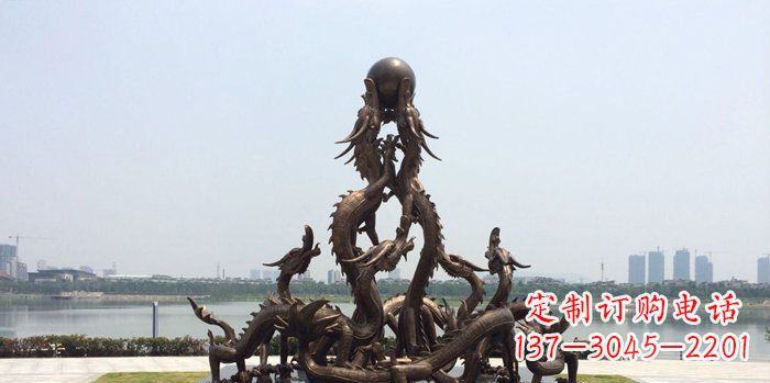 重庆广场九龙戏珠铜龙铜雕