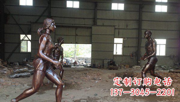 重庆广场跑步女生人物铜雕