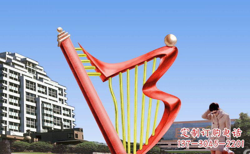 重庆中领雕塑精制不锈钢竖琴雕塑