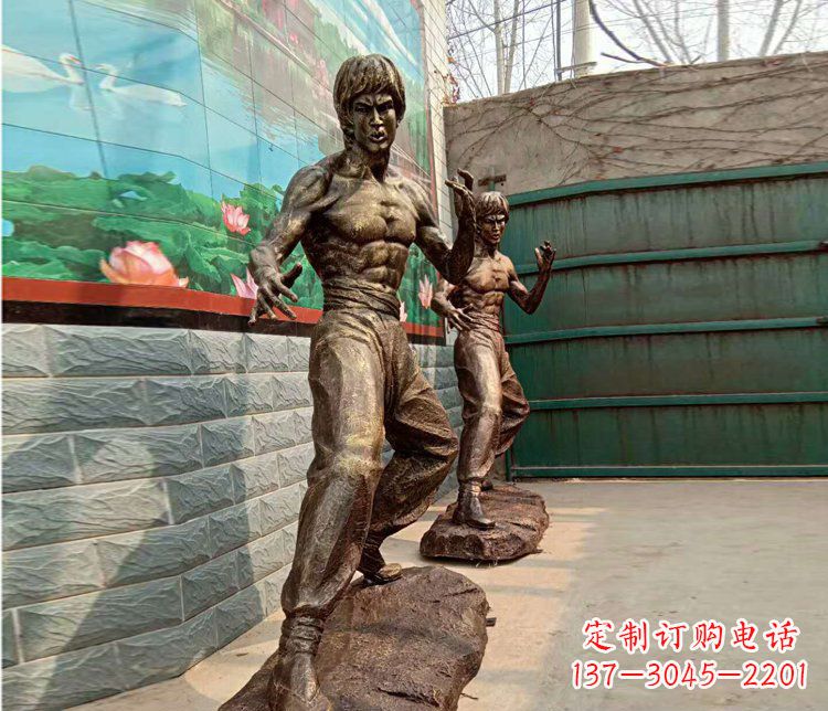 重庆广场铜雕李小龙小品雕塑