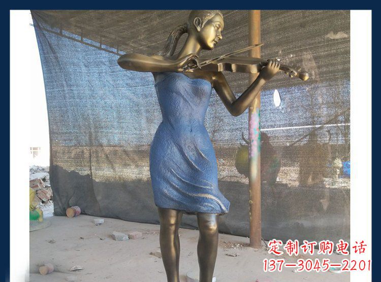 重庆精美细腻的西方美女拉小提琴人物雕塑