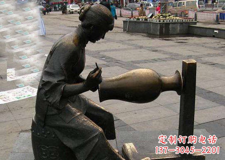 重庆领雕塑铜质花盆雕塑